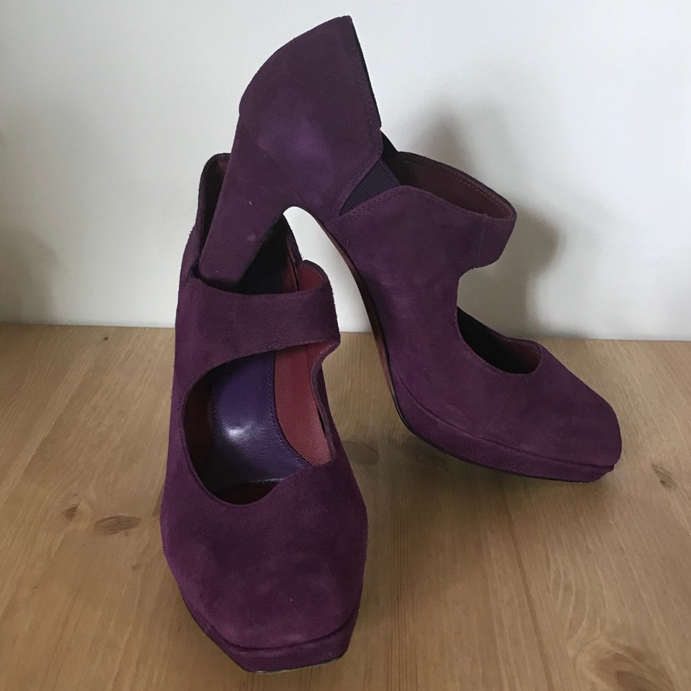 Suede platform heels